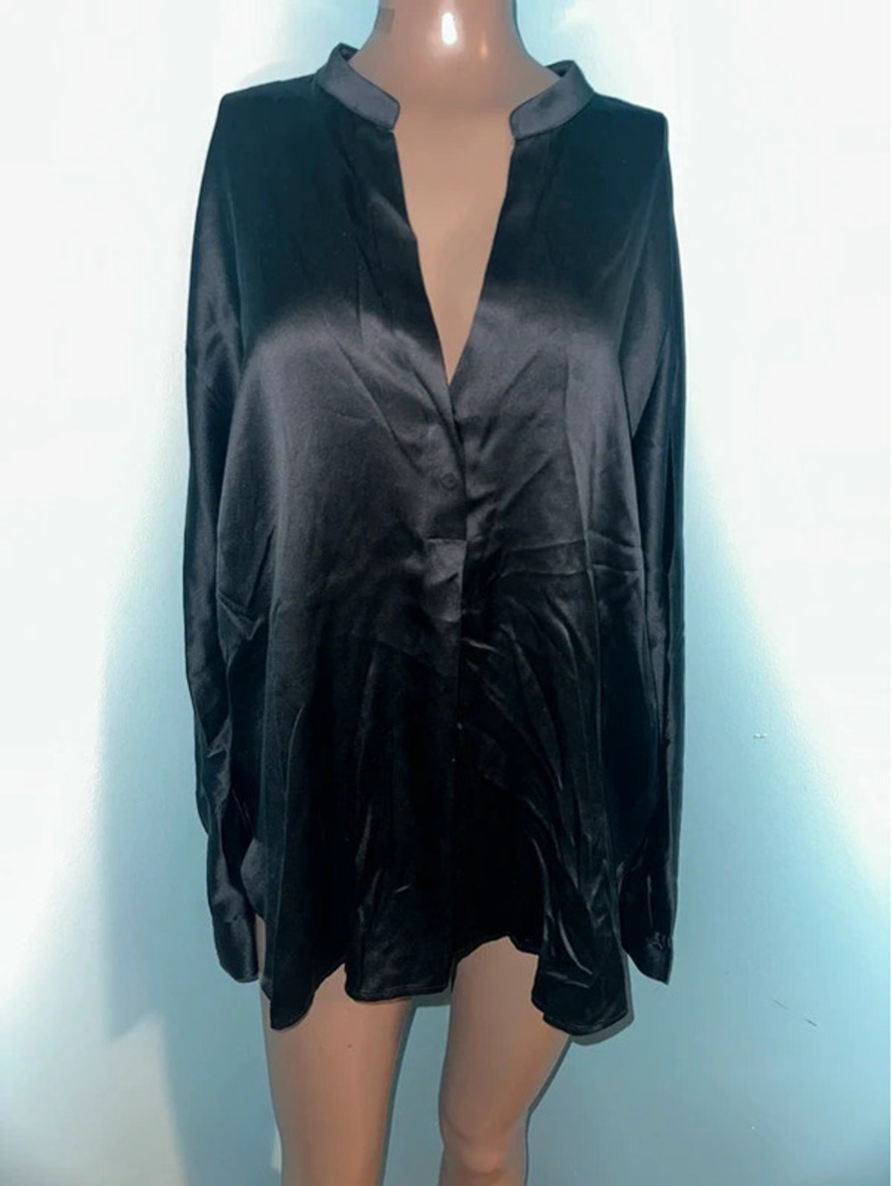 Vince Black Romantic Boho Coquette 100% Silk Blouse M